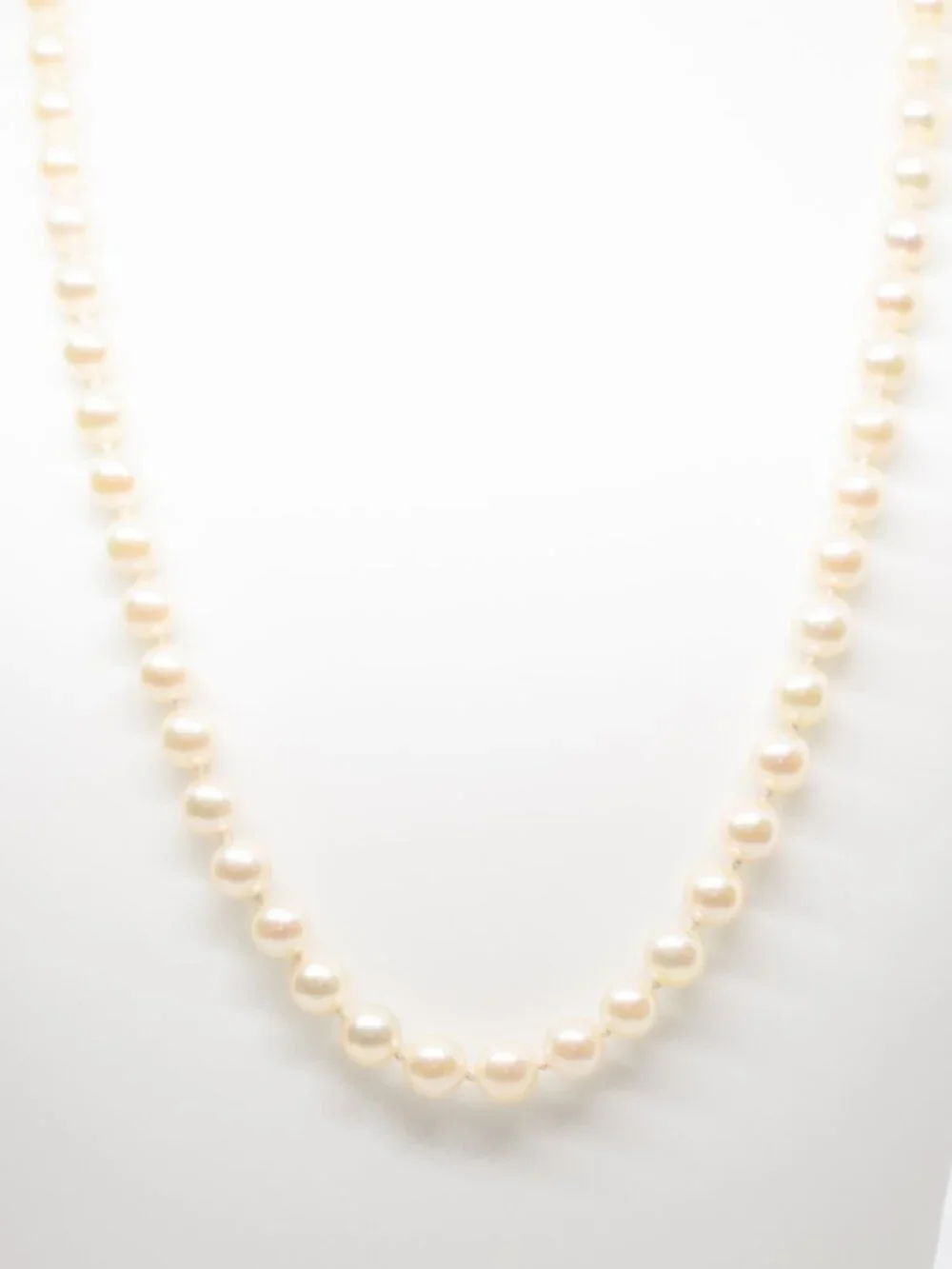 Timeless Vintage Matinee-length Akoya Pearls with 14k Gold Clasp